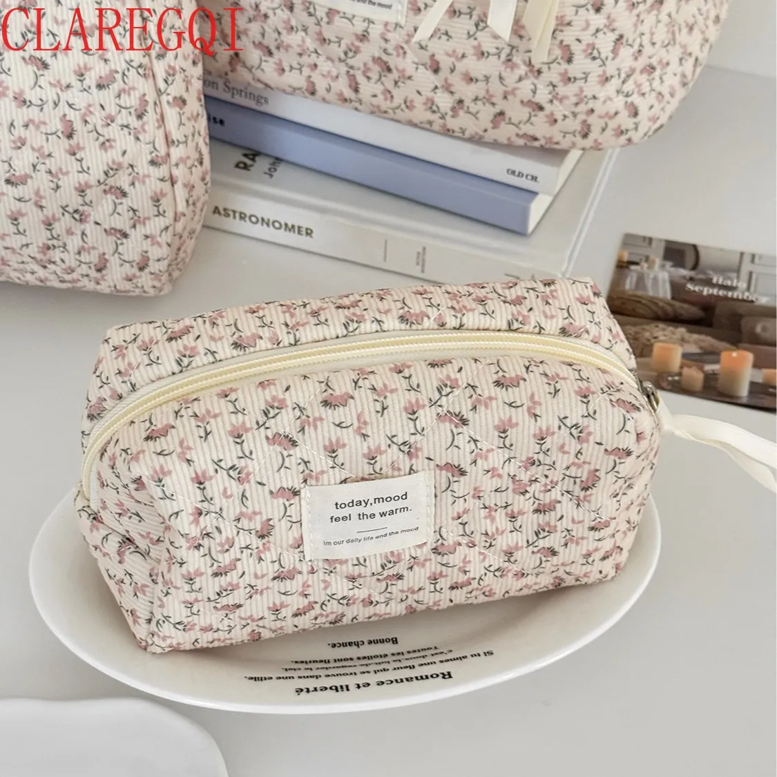 Large capacity travel toiletry bag Flowers all over the face make up bag Corduroy storage bag Threepie ceset suitMultiplestyles