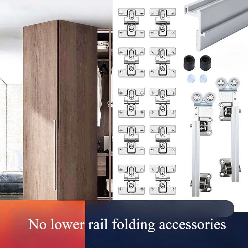 Folding Door Without Lower Rail Hanging Pulley Sliding Door Cloakroom Rail Hanging Pulley Hardware Accessories