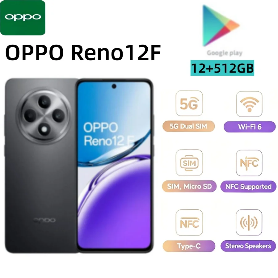 New Arrival 2026 Brand New OPPO Reno12F Unlocked Smartphone 12+512GB Large‑Capacity Storage High‑Grade Memory Spec for Stable
