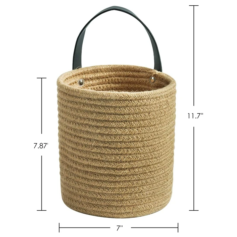 Cesta de suspensão de juta de 2 pacotes - 7,87 x 7 polegadas pequena cesta de suspensão de samambaia tecida plantas de flores, cesta de juta tecida