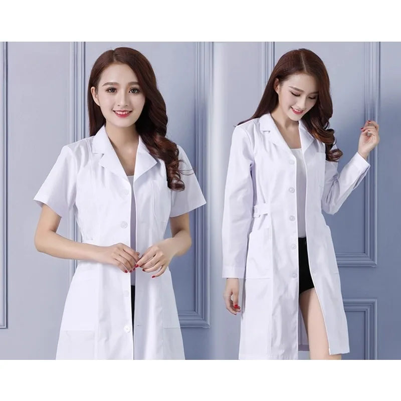 

White Coat Female Long-sleeved Doctor Short-sleeved Autumn and Winter Laboratory Beauty Salon Work Clothes