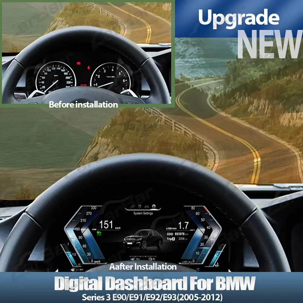

12,3-дюймовый ЖК-спидометр, приборная панель, цифровой измеритель скорости, экран кластера для BMW 3 серии E90 E91 E92 E93 2005-2012 LINUX