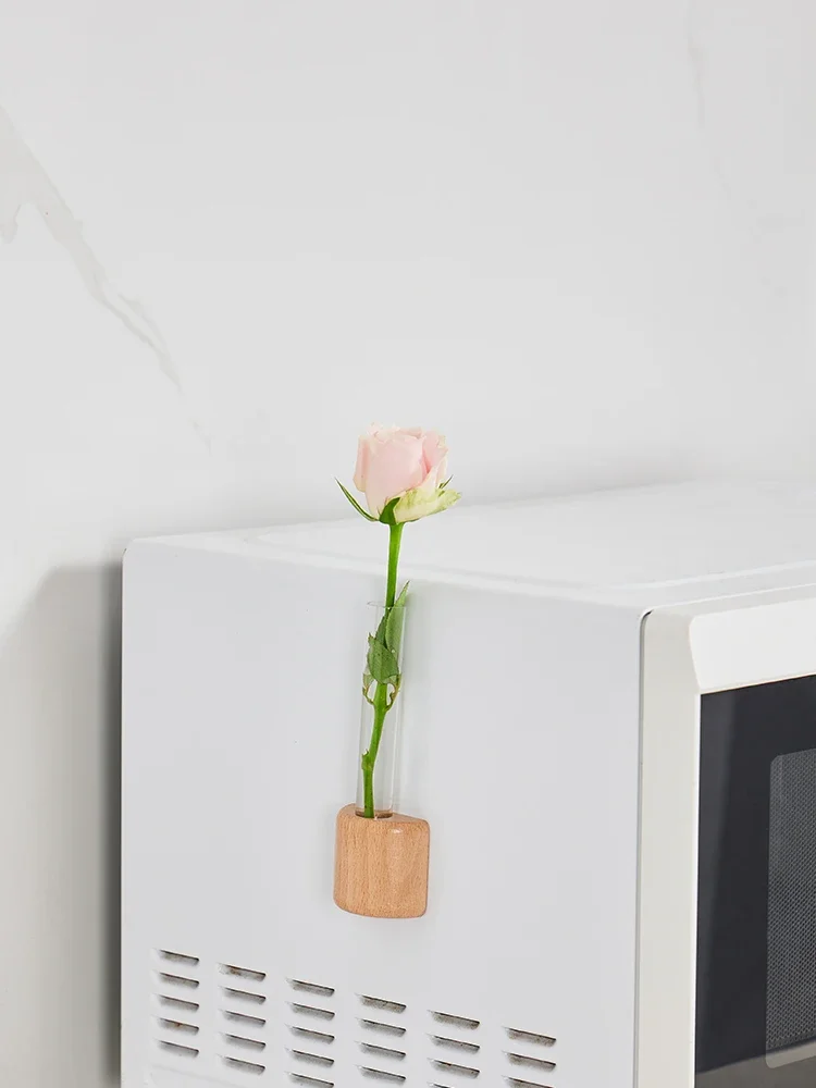 

Creative refrigerator sticker hydroponic test tube vase magnetic suction ins wind insert flower aquatic plant container ornament