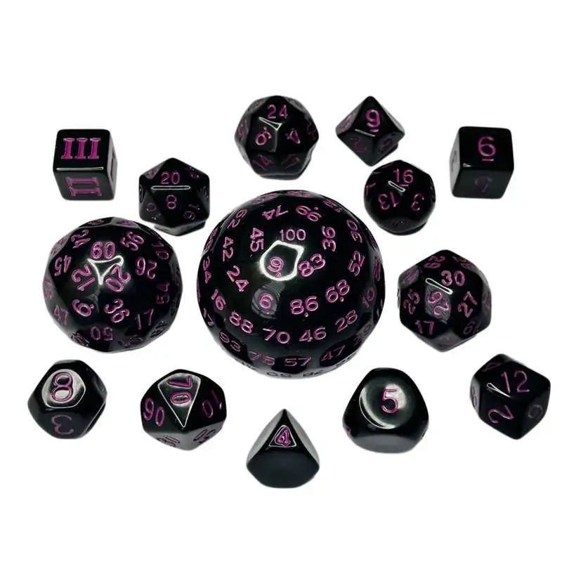 Polyhedral Dice Set (15 Pieces) D3-D100 Game For Dungeons & Dragons Roleplaying Tabletop