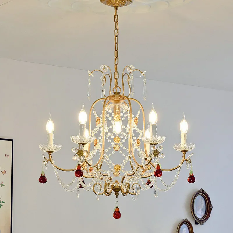 Crystal court European romantic crystal lamp French medieval living room dining room window bedroom candle designer chandelier