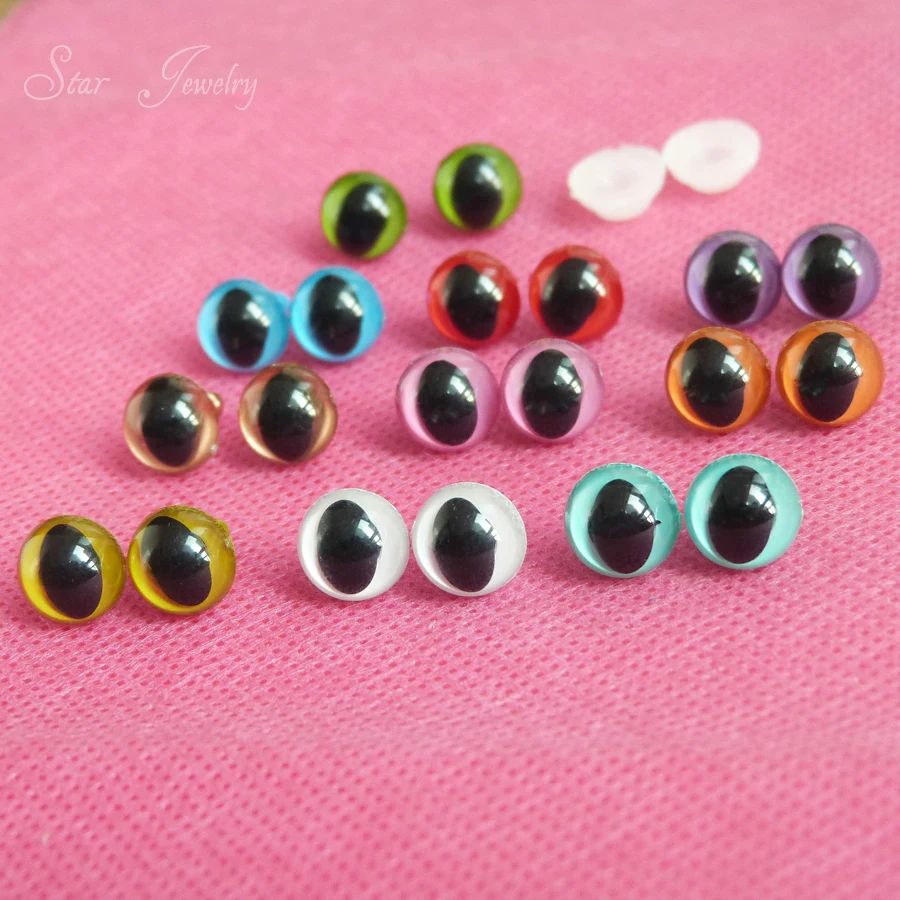 40pcs/lot new arrvial 9mm toy cat eyes plastic safety eyes for doll accessories--color option