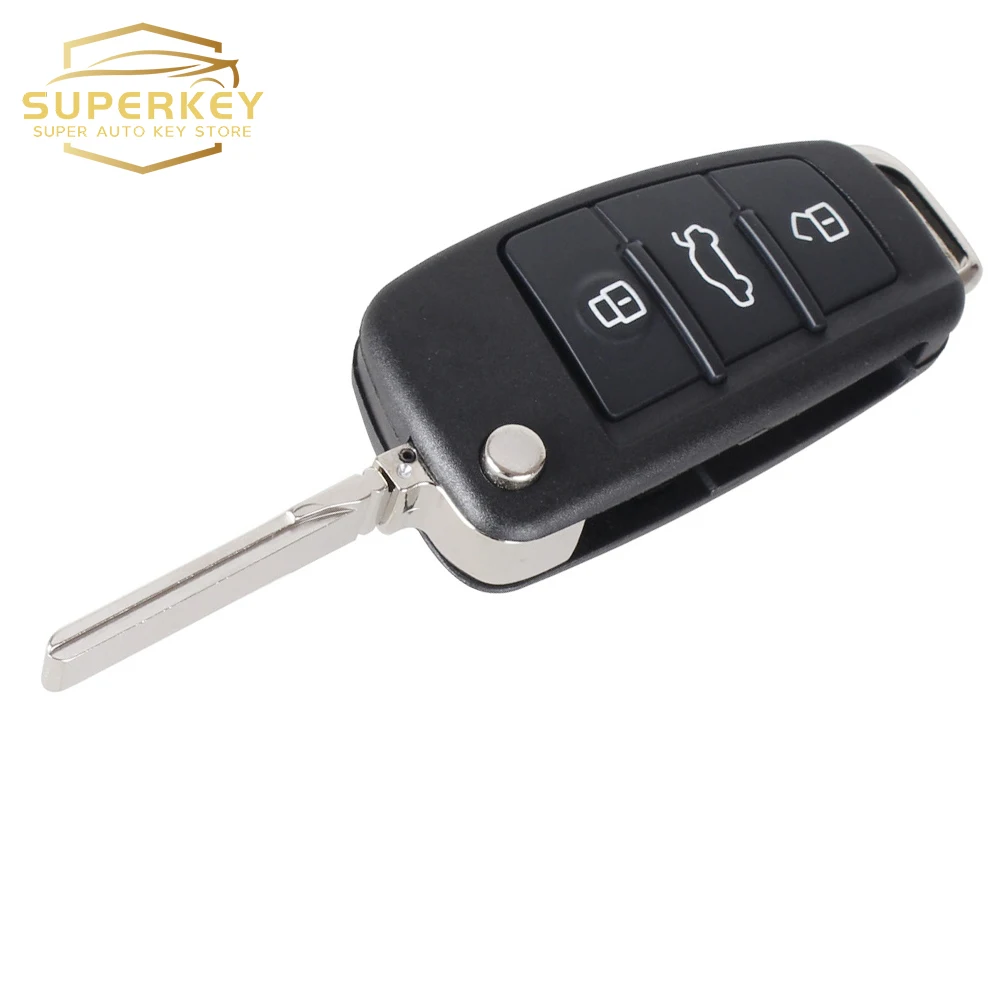 SUPERKEY Replacement 3 Button Folding Remote Flip Car Key Case Shell Fob For Audi A2 A3 A4 A6 A6L A8 Q7 TT