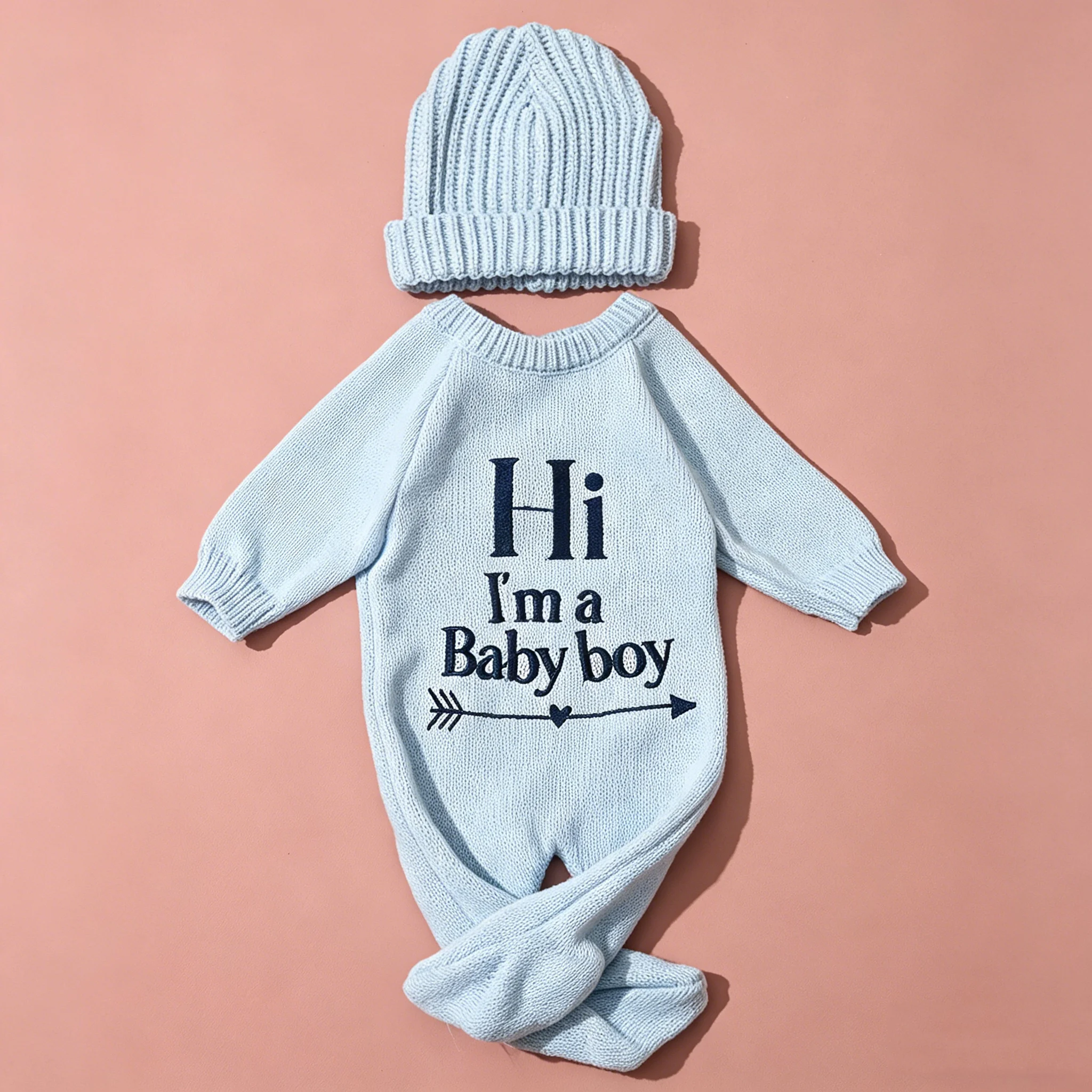 Newborn Photography Clothes Knit Romper Baby Footed Jumpsuit 