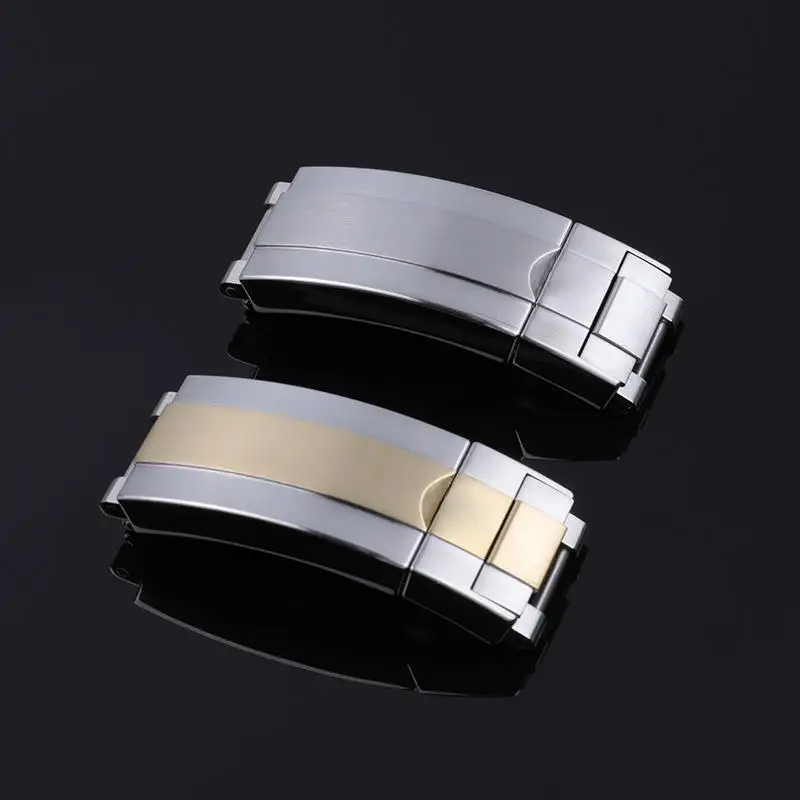 

ONECMN 17x9mm 904L Solid Stainless Glide Slider Lock Folding Buckle For Rolex Strap 41mm Submariner Watch Belt Deployment Steel