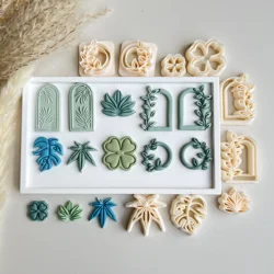 Moules en argile polymère en forme de forêt tropicale humide, coupe-argile pour bricolage, boucles d'oreilles exécutives, série de plantes Monstera, Everver, cuir chevelu, arbre