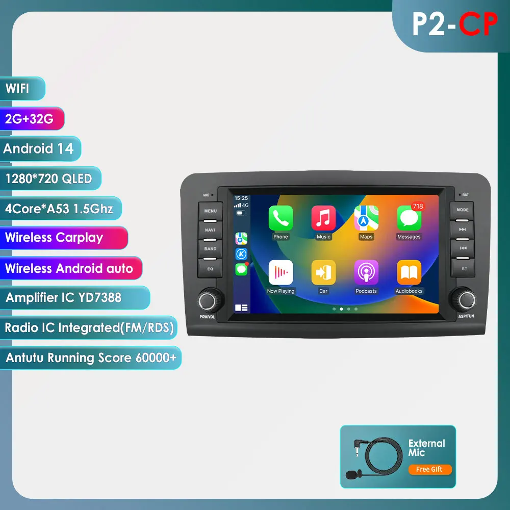 8 ''4G 2din Android Auto Radio Voor Mercedes Benz Ml-Klasse W164 Ml300 320 350 450 500 63 Amg GL-X164 Gl320 350 420 450 500 Gps Wifi