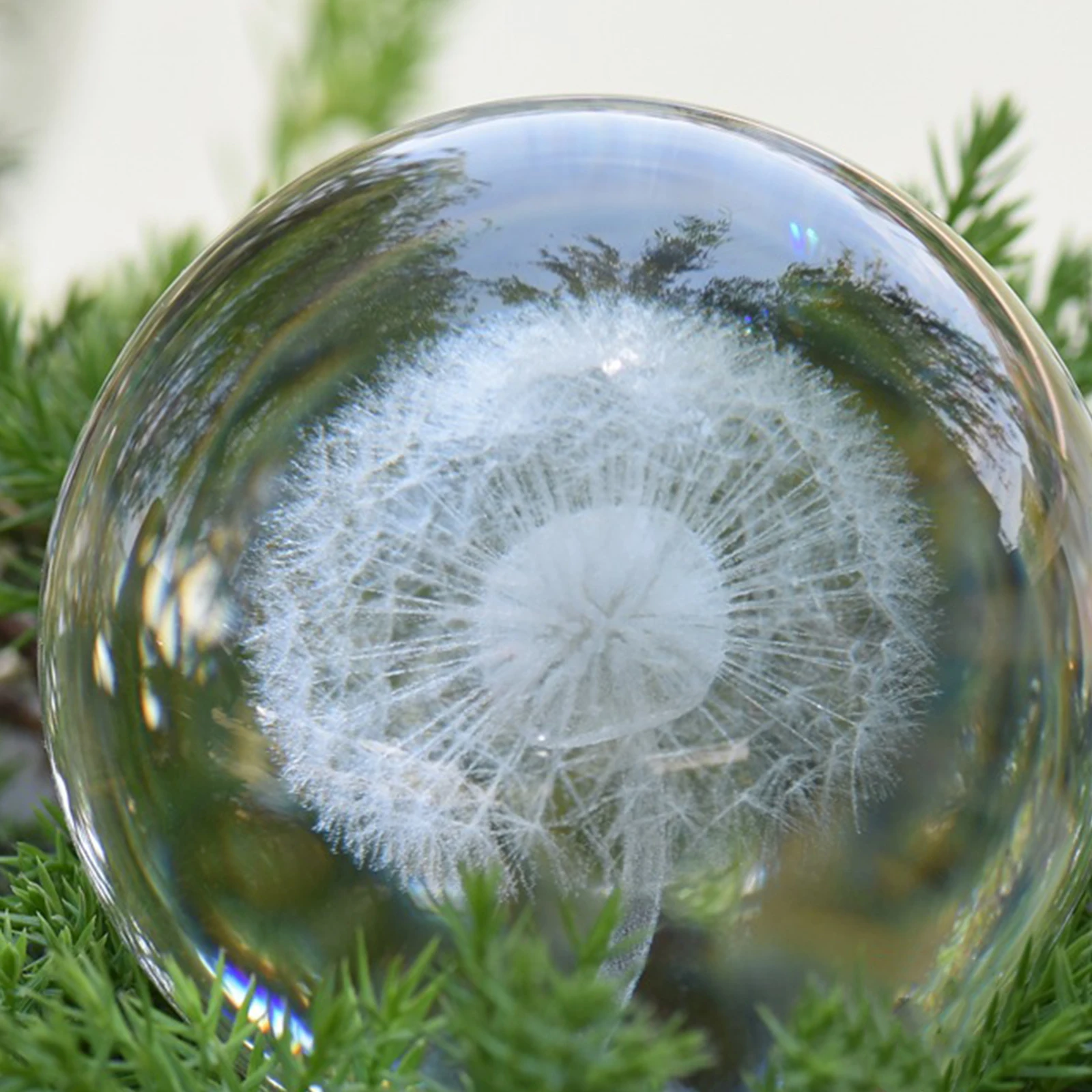 

Clear Dandelion Crystal Ball with Stand Decorative Home Office Desktop Decoration Gift for Christmas Birthday Housewarming