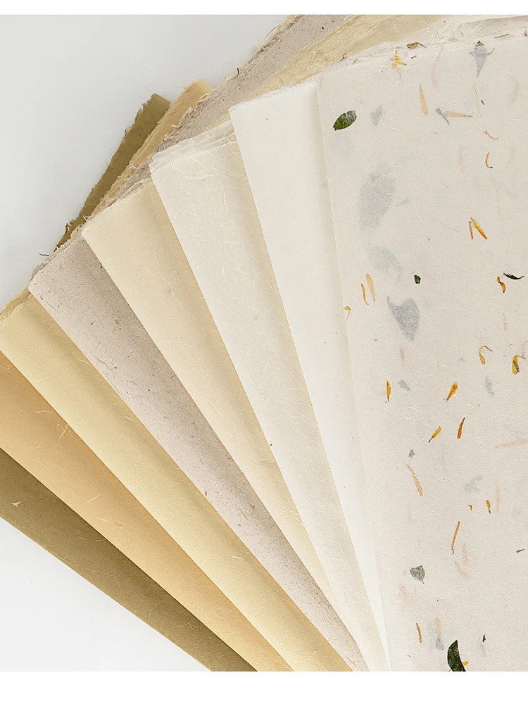 20 hojas de papel de arroz de fibra de plantas de flores de madera Natural hecho a mano para pintar caligrafía decoupage suministros para manualidades DIY