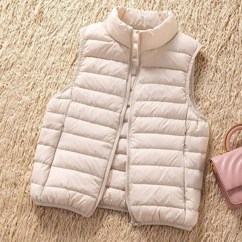 12 色 90% ホワイトダックダウンノースリーブジャケット 2023 新着女性超軽量パッカブルベスト女性コート