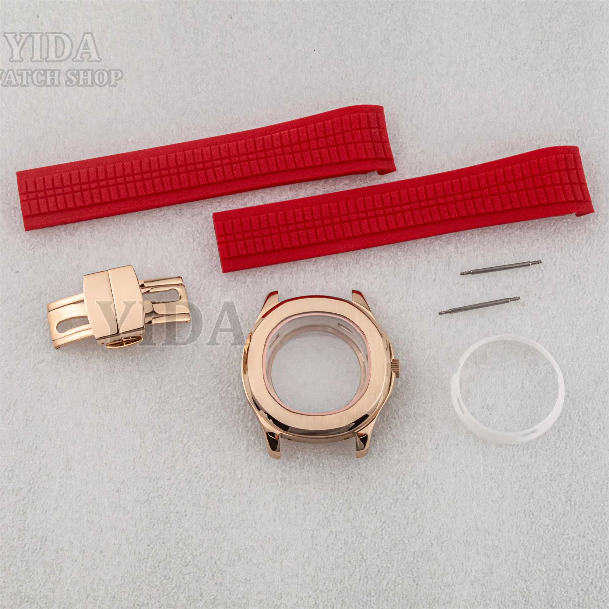 42MM NH35 Case Stainless Steel Watch Case Rubber Strap 10ATM Waterproof for AQUANAUT Nautilus NH35 NH36 Automatic Movement Parts