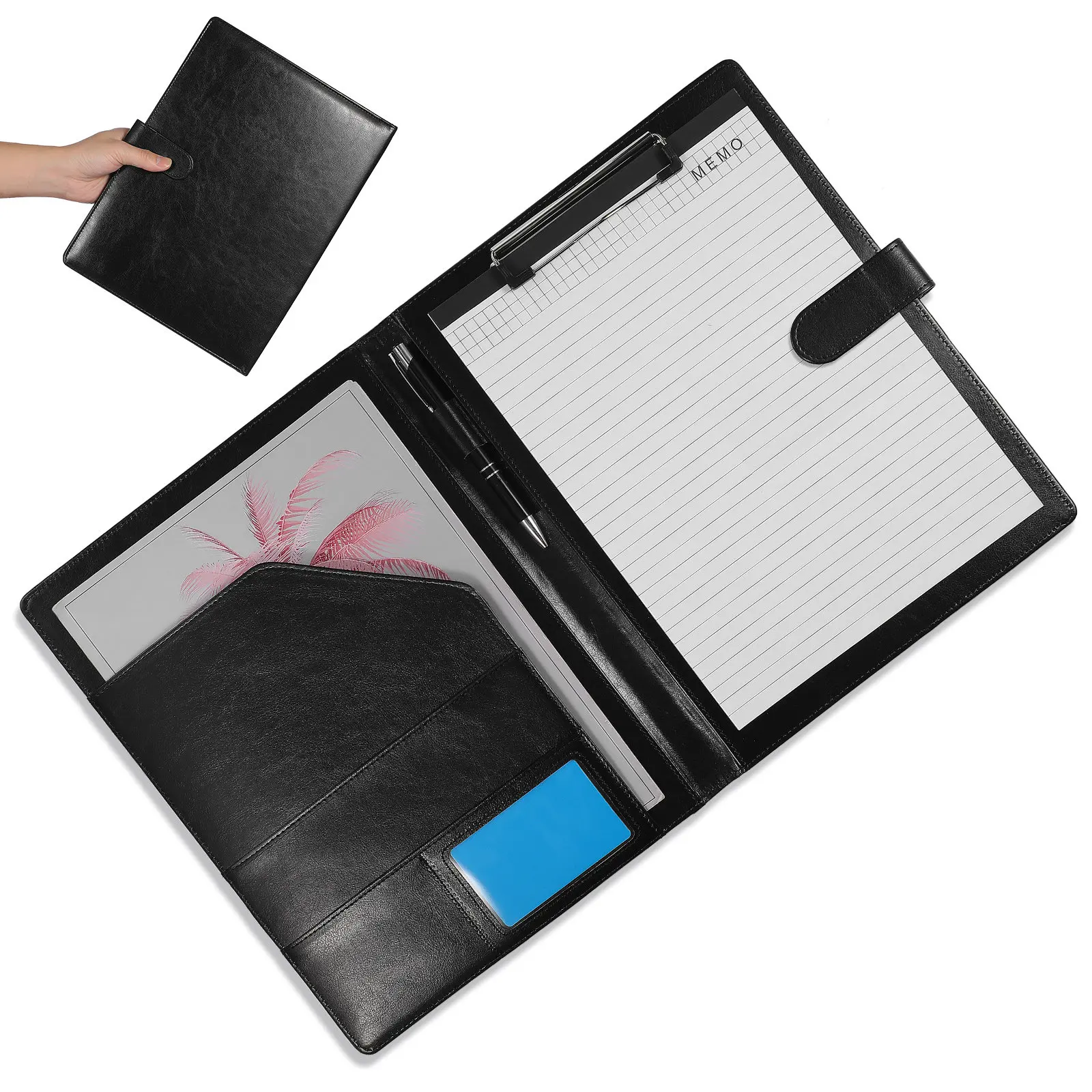 

PU Clipboard Folder Portfolio A4 Office Document Holder Notepad Organizer Legal Padfolio Multifunctional Paper and