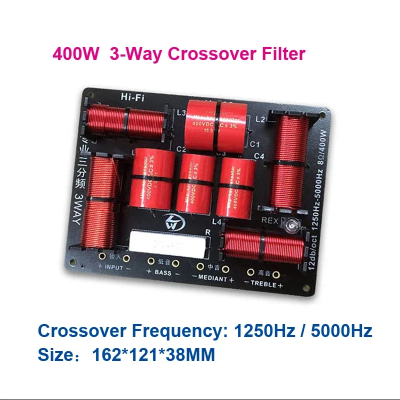 

400W 3 Way Crossover Hifi Tweeter Midange Woofer Speaker Crossover 1250H/5000HZ With High-pitched Protection