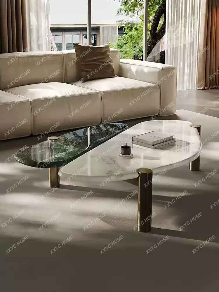 XX X Minimalist Marble Heterosexual Coffee Table Living Room Home Light Luxury Modern Luxury Stone Coffee Table