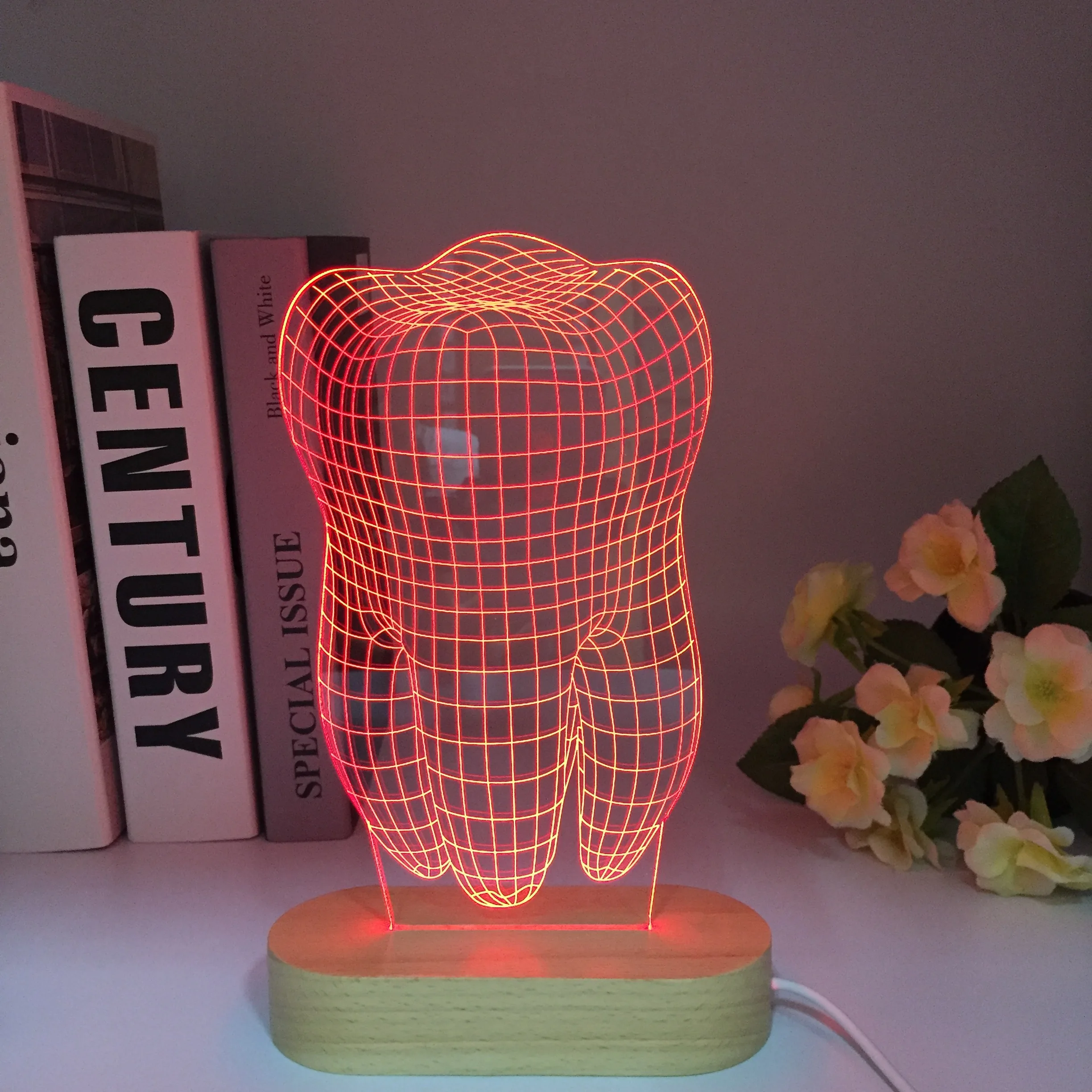 Tooth Wooden 3D Led Lamp Dental Creative Gift Colorful 3D Tooth Gradient Light Dental Clinic Artwork Artware Night Dental Shows