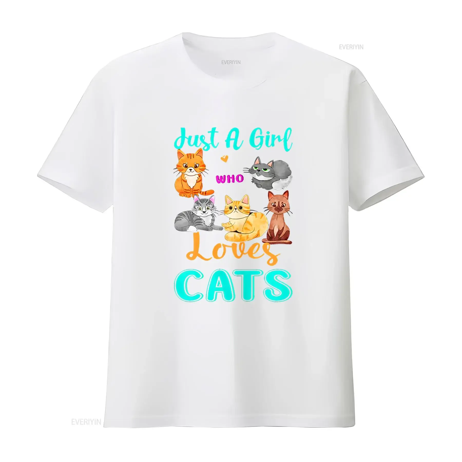 مجرد فتاة تحب القطط عاشق s تي شيرت خمر غسلها لينة الرسم مريحة أوم مصمم الملابس عارضة تنوعا #4