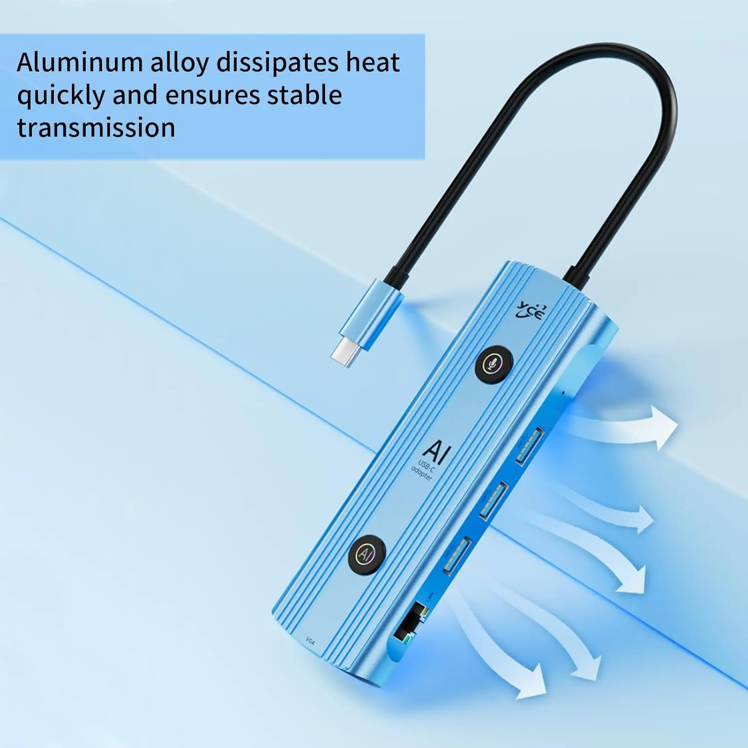 محول Ai USB-C محطة إرساء ذكية من النوع C، محور Ai 12 في 1 يدعم Windows/MacOS، صوت AI DEEPSEEK-R1 HDMI VGA USB RJ45، SD/TF