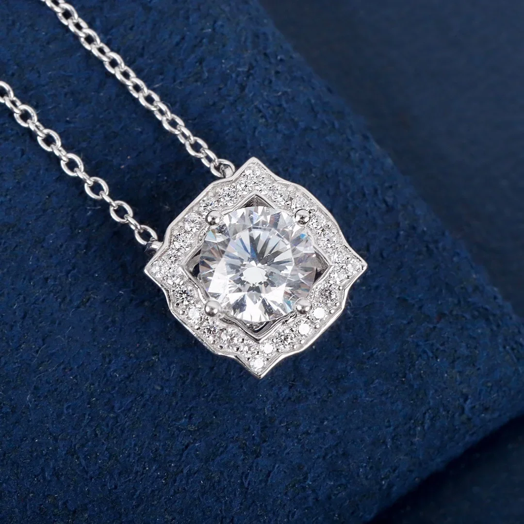 

New Hot Brand Pure 925 Sterling Silver Jewelry For Women Big Zircon Wedding Necklace Square CZ Pendant Engagement Gift Luxury