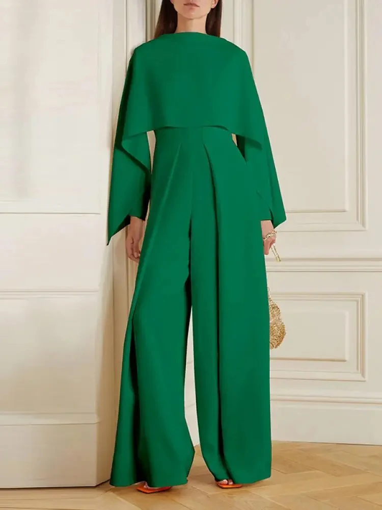 2023 New Spring Autumn Fashion Long Sleeves Solid Color Zipper Jumpsuits Elegant Evening Banquet Jump Suits For Women