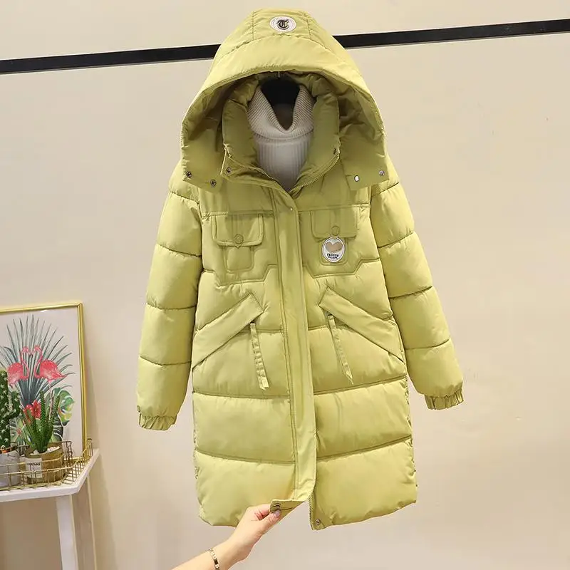 

Detachable Hat Thiened down Cotton Jaet Women's Mid-Length Loose Fit Winter New Sle plus Size Small Figure Cotton Coat