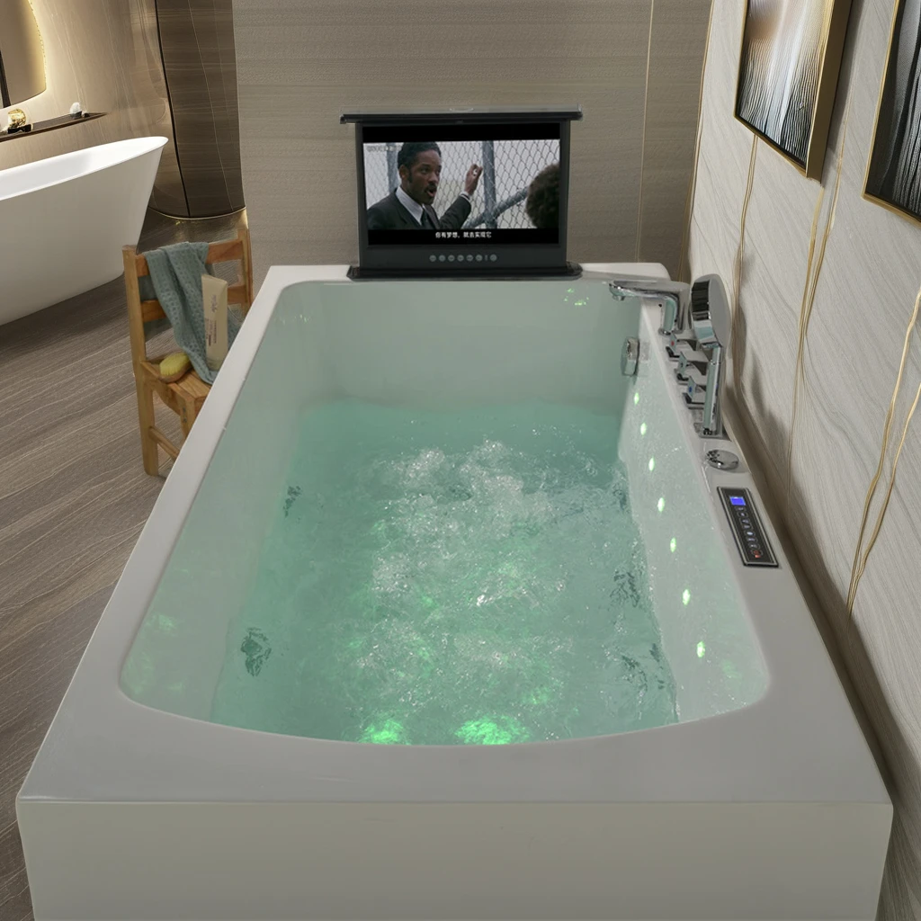 

KMRY Luxury Freestanding Acrylic Outdoor Hot Tub Custom Designed Rectangle Bathroom Pool Spa Whirlpool Soaking Massage Bathtub