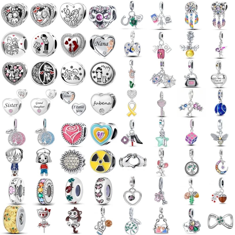 Hot Selling 925 Silver Heart-Shaped,Monkey Bead Mouse Pendant Suitable for Original Bracelets, DIY Accessories,Exquisite jewelry