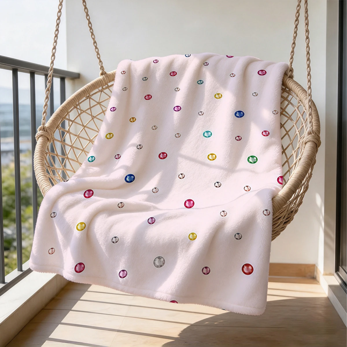 Pony Gem Sprinkles Flannel Blanket Warm Soft Halloween Christmas Couch Warm Cozy Decorative Decor Gift for All Season