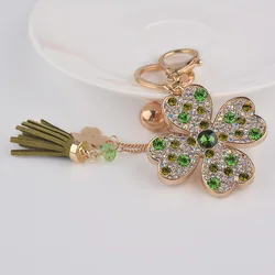 luxury designer jewelry Creative Lucky Clover Keychain with sparking rhinestone Fashion Bag keychain Car Pendant
