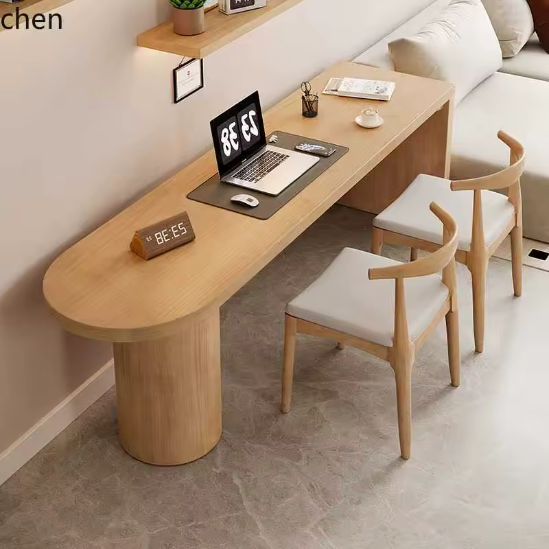 HTT Escritorio doble de madera maciza, mesa larga para el hogar, escritorio de aprendizaje para estudiantes, escritorio para ordenador, mesa de lectura, habitación B & B, Hotel - AliExpress 