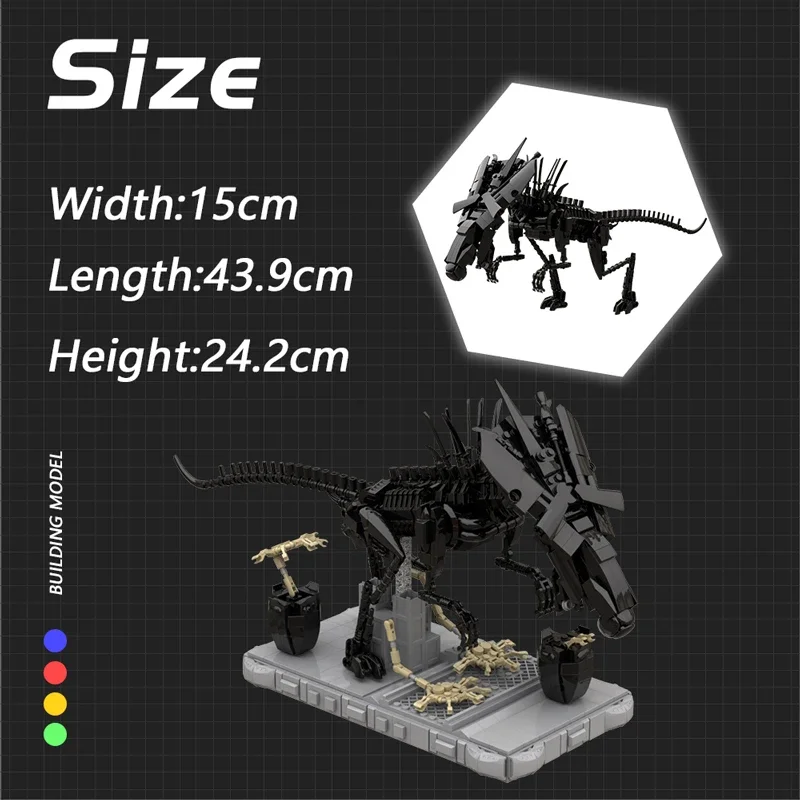 899pcs Alien Queen Model Bricks Moc Heterosexual Monsters Science Movie Building Blocks Sets for Predator Animal Brick Kid Toy