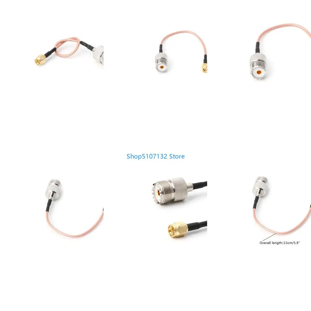 87HD RG316 Cable Jumper Pigtail UHF SO239 Female PL259 to SMA Male Plug Crimp Adapter