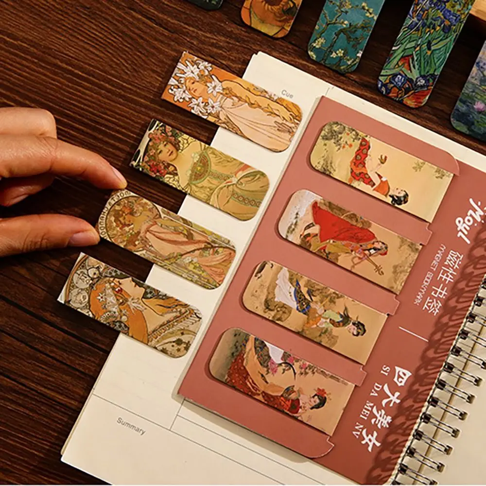 4 pz/set segnalibro letterario Vintage creativo magnetico a doppia faccia stampato segnalibro magnetico cartella studenti