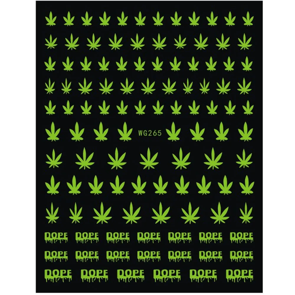 

Girls Fashion Salon Acrylic Nail Tips Mixed Weed Leaf Designs Nail Stickers Self Adhesive Manicure Decoration