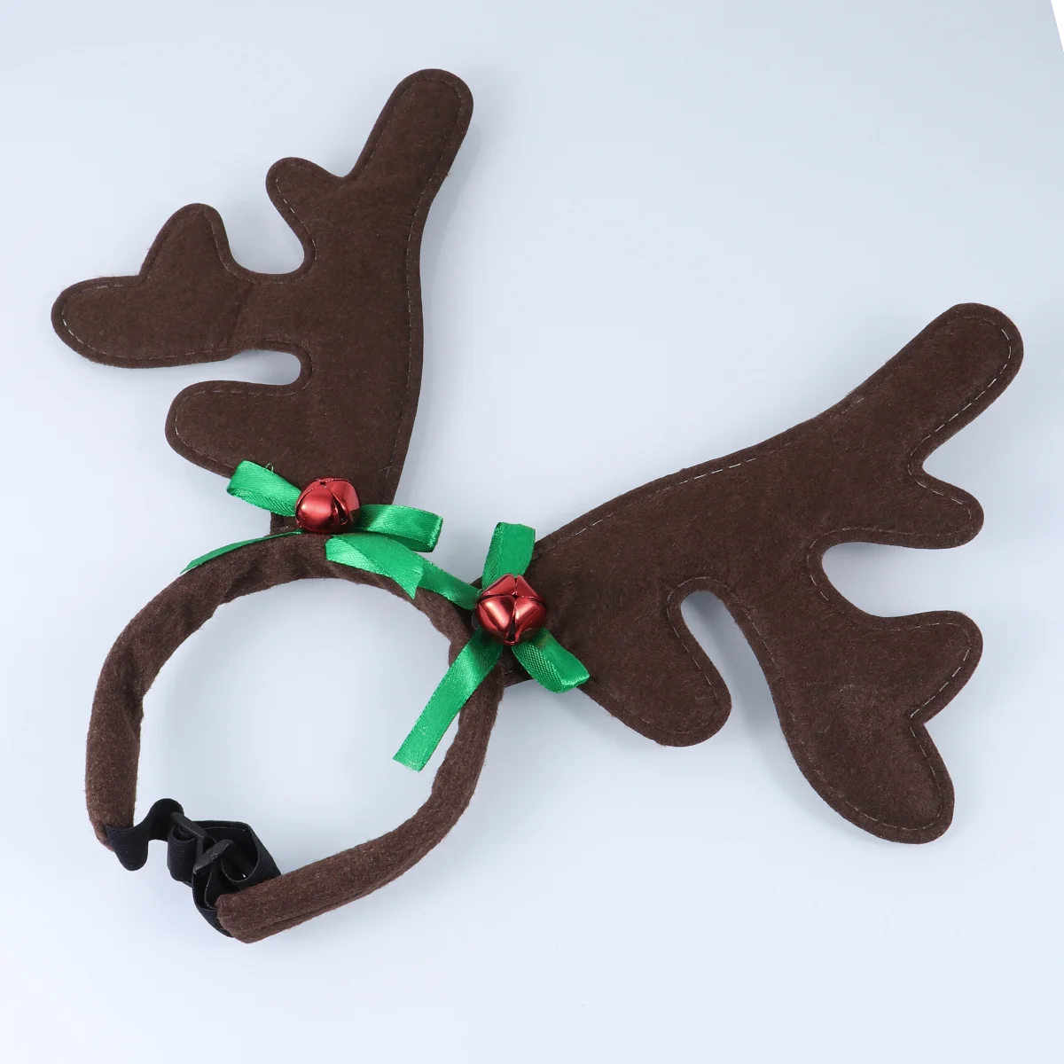 

Pet Christmas Antlers Headband Red Green Bow Adjustable Strap Dog Cat Hair Hoop Holiday Outfit Headwear for Party Outdoor
