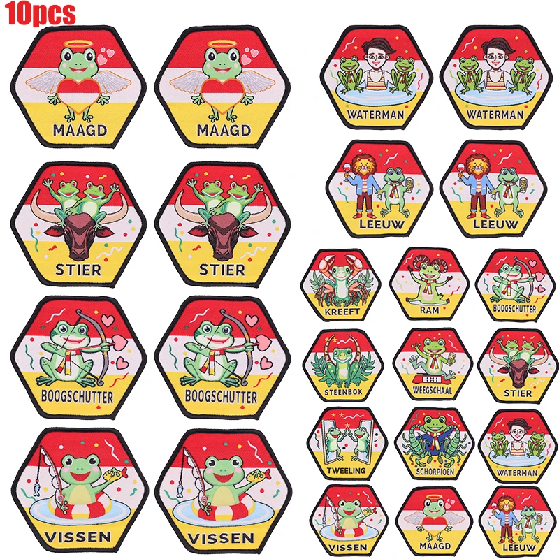 10PCS Großhandel Niederlande Oeteldonk Emblem Patches Eisen Auf Patches Für Kleidung Festival DIY Niederlande Karneval Frosch Patch