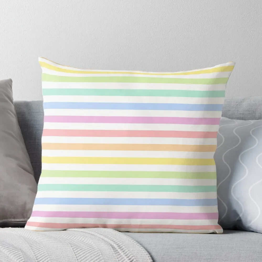 

Pastel Rainbow Stripes Throw Pillow Bed pillowcases bed pillows Decorative Cushions For Living Room