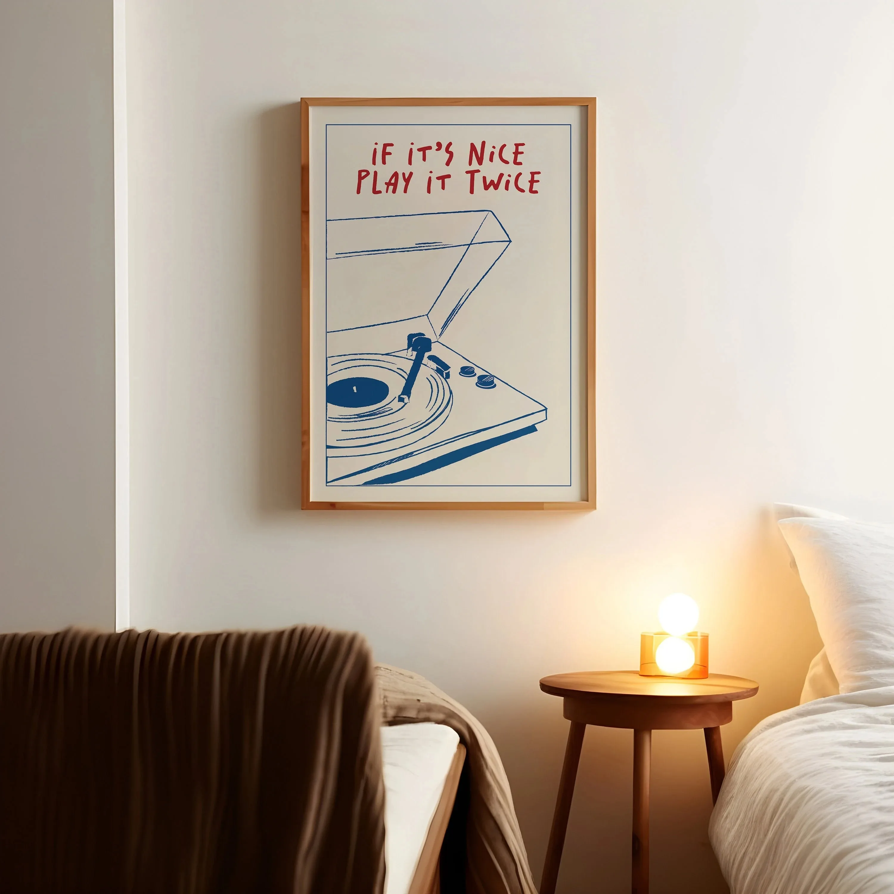 1pc frameless Canvas Painting Modern Music Player Poster If It's Good, Play It Twice Canvas Print for Living Room Bedroom Dorm R