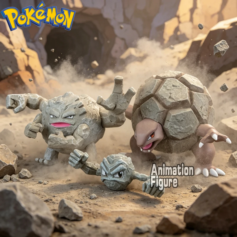 

2-7cm Anime Pokemon Figure Geodude Evolutionary Combination Action Figures Pvc Collection Model Toys for Gifts