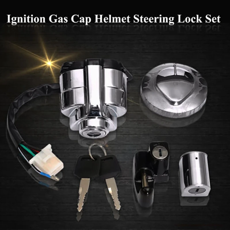 Aluminum Ignition Gas Cap Helmet Steering Lock Set For Honda Shadow VLX VT 400 600 750