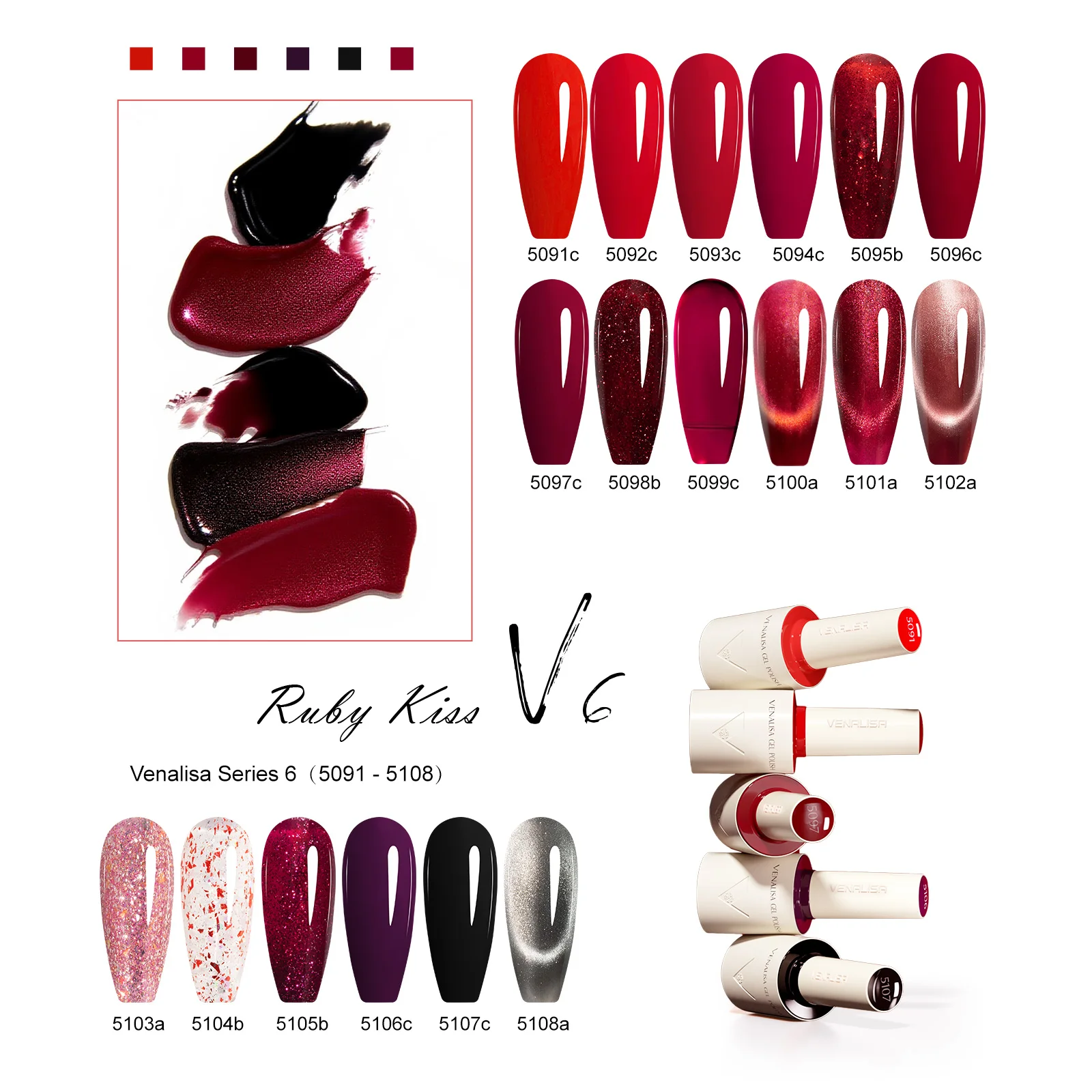Venalisa V6 Nail Gel Polish Hema Free TPO Free Ultra Red Color Cat Eye Soak Off UV LED Semi Permanent Long Wear Diamond Top 10ml