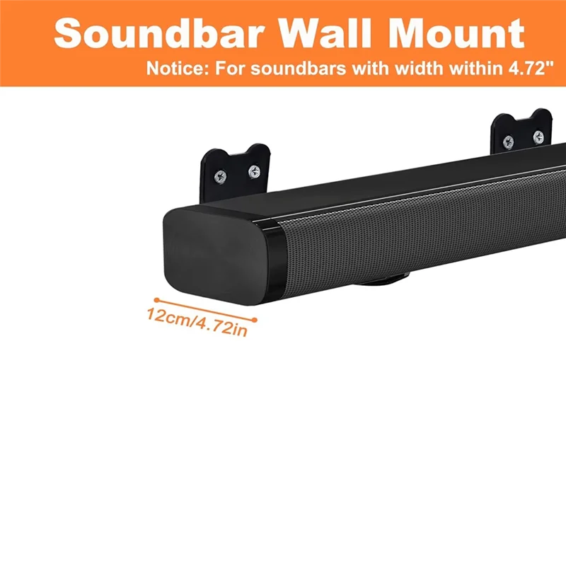ABJO-Universal Type 4.72 นิ้ว Sound Bar Wall Mount Bracket Kit สําหรับ Soundbars ส่วนใหญ่ Wall Mount ชั้นวางวงเล็บยึด