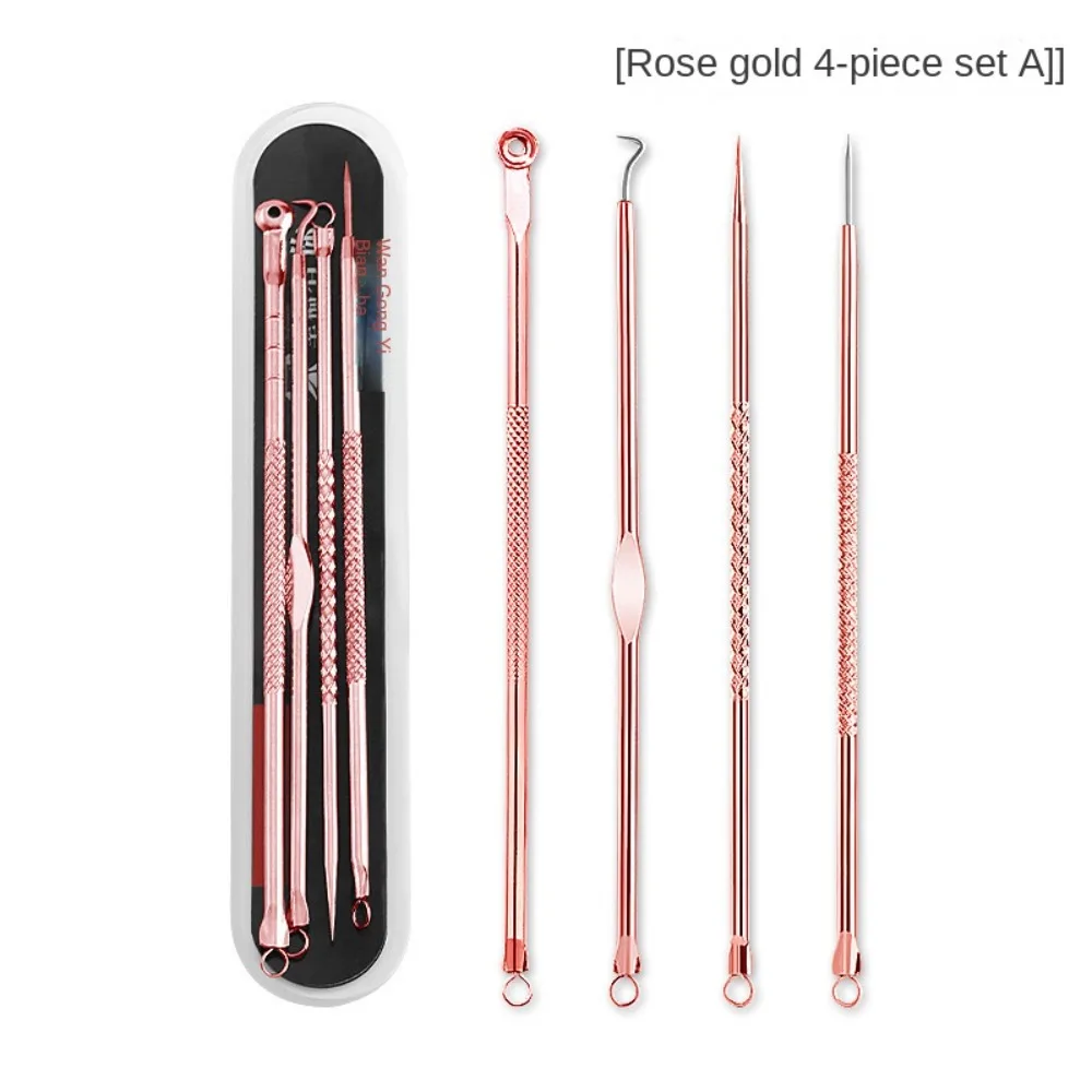 Grattage et fermeture Salon de beauté nettoyant en profondeur pince à points noirs dissolvant de boutons aiguille d'acné 4x Kit d'outils pour enlever les points noirs