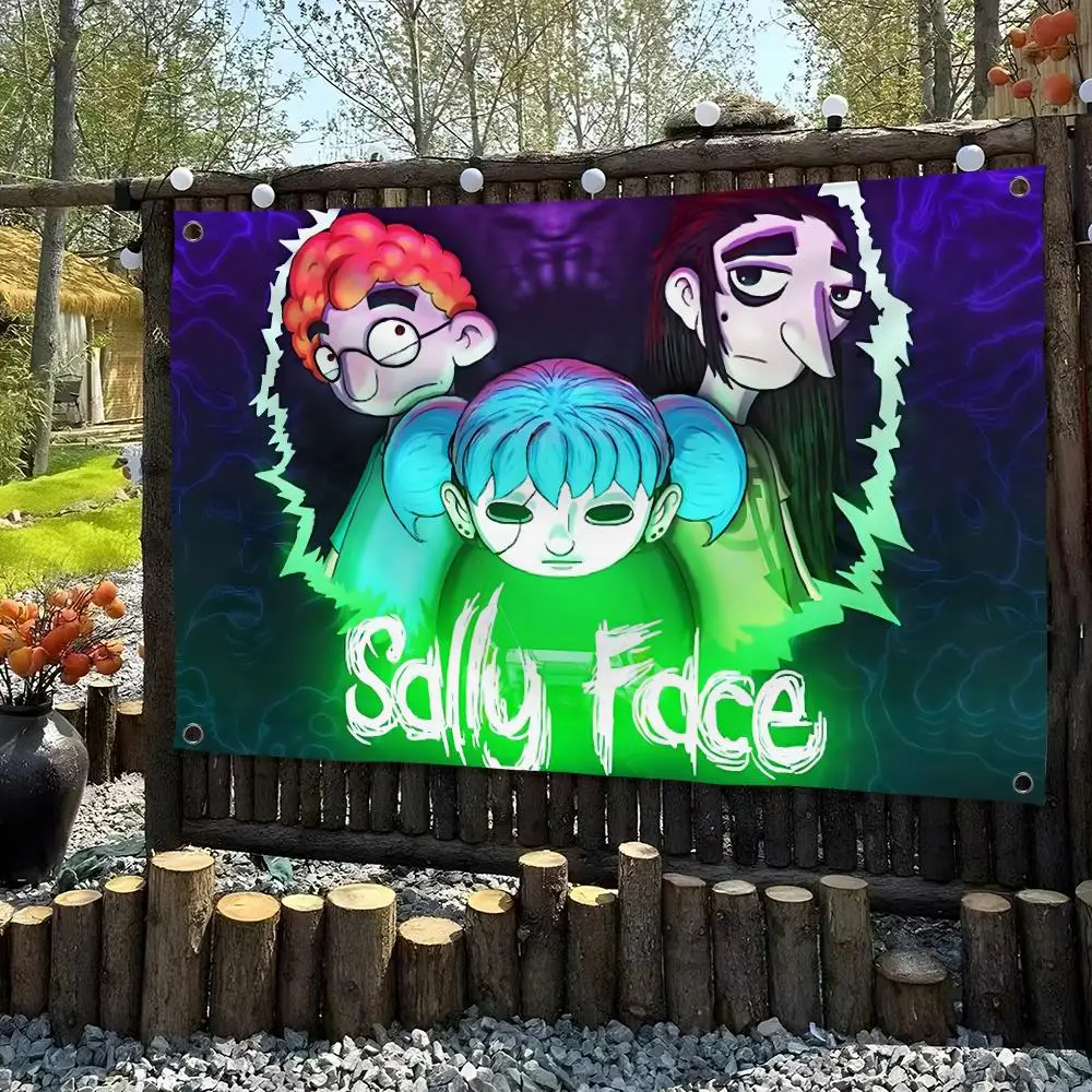 S-Sally Face Horror Games Flags Custom Wall Hanging Background Art Banner For Bedroom Home Living Room Outdoor Decor