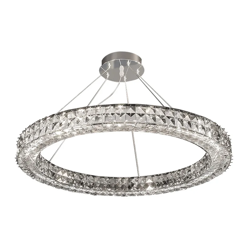 

New Ring Crystal Pendant Light Simple Chandelier Home Decoration Lustres Luxury Hanging Lamps for Villa Foyer