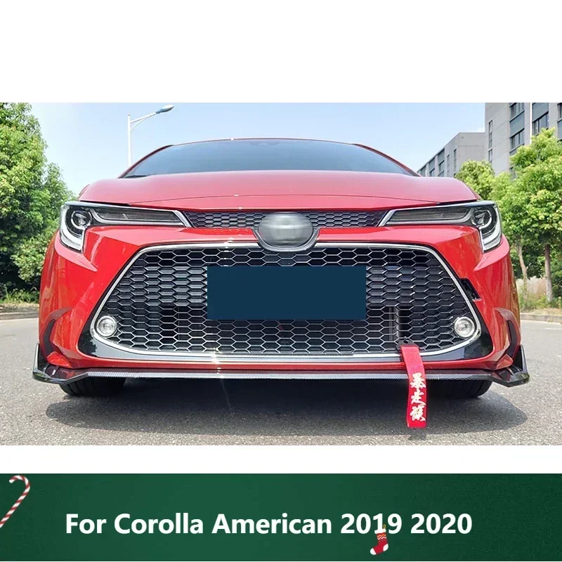 

New！ Front Bumper Spoiler Protector Plate Lip Body Kit Splitter For Corolla American 2019 2020 Carbon Surface Decorative Strip S