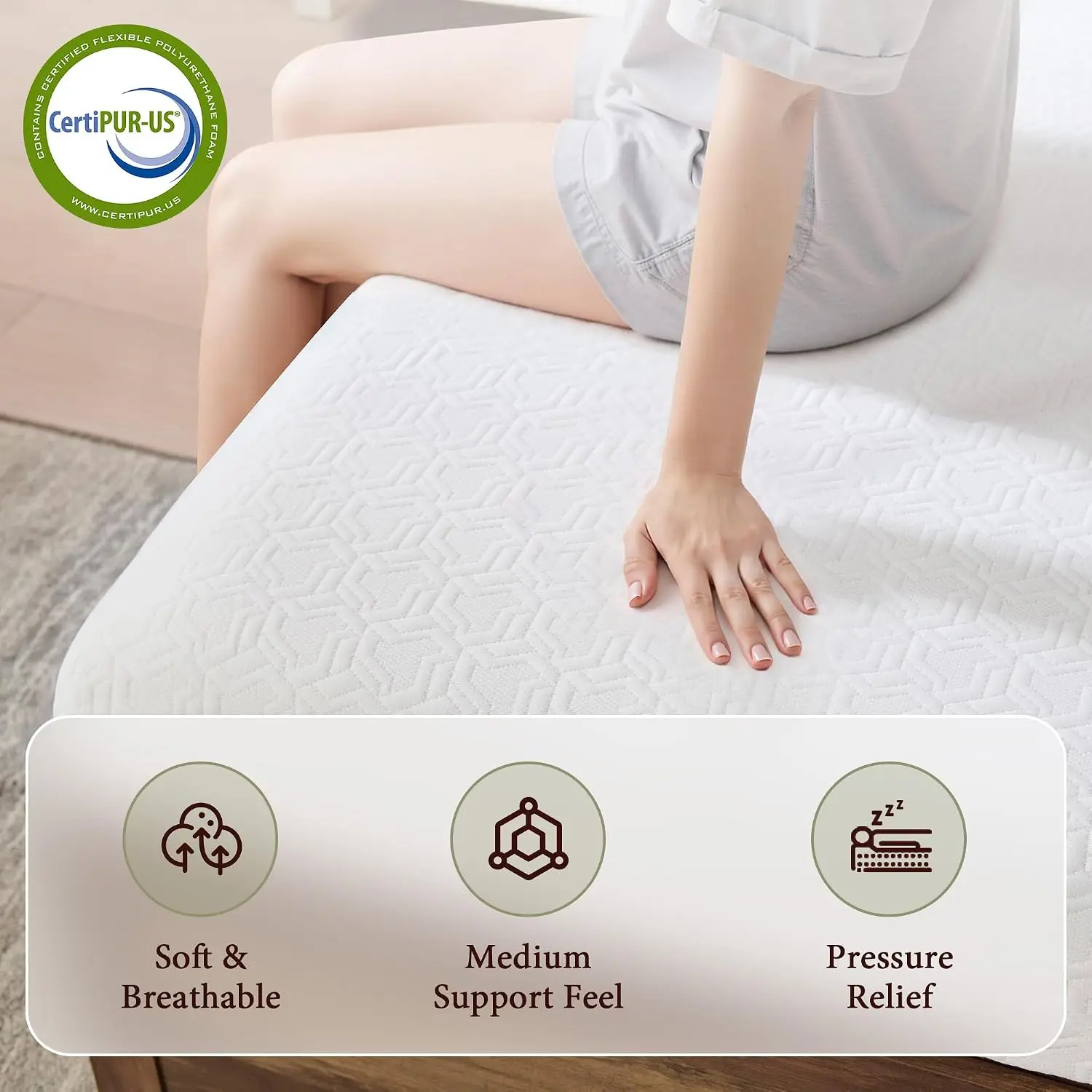 Queen Tri-Fold Memory Foam Mattress with Cooling Gel, Customized